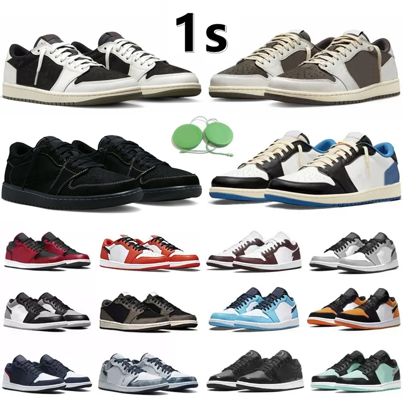 

1 1s Low Mens Basketball Shoes Sneaker Olive Black Phantom Reverse Mocha Fragment Dark Mocha White Camo Wolf Grey Paint Drip UNC Men Women Trainers Sports Sneakers, Color#27