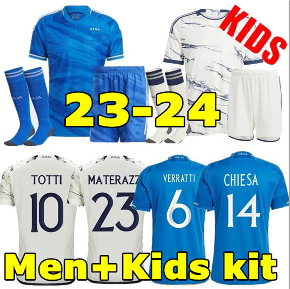 

23 24 Italia soccer jerseys italy 2023 2024 maglie da calcio VERRATTI CHIESA GNONTO football Shirt LORENZO PINAMONTI POLITANO GRIFO uniform men kids kit, Home