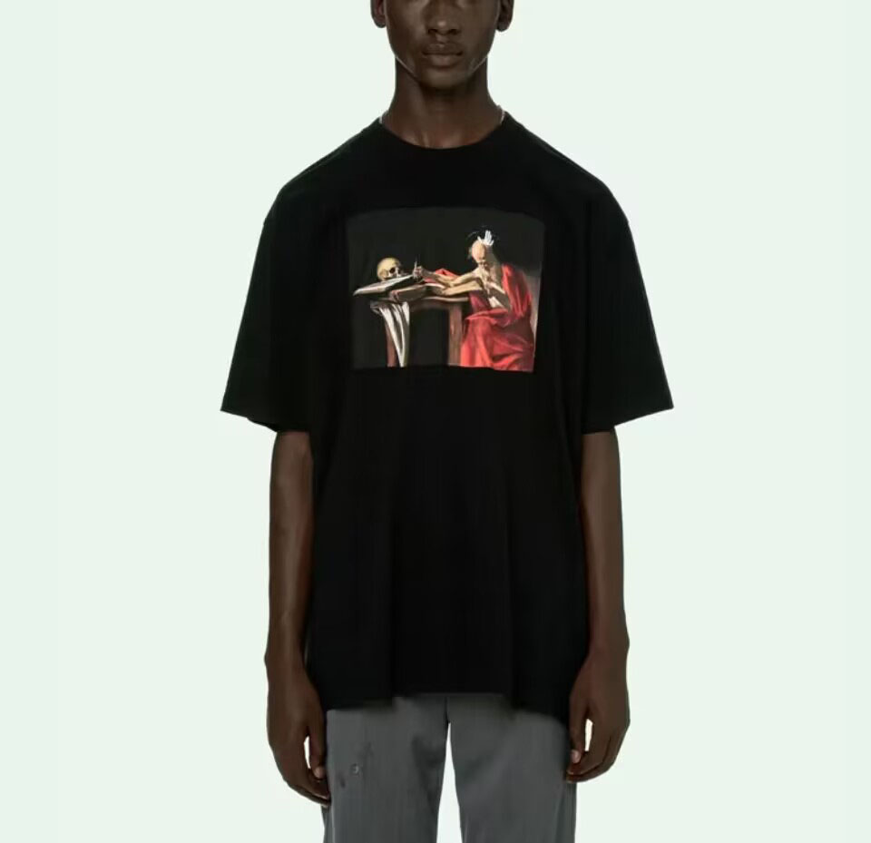 

t Combed cotton milk cotton yarn shirts Religious Print Crew Neck Short Sleeve Unisex 4NSW, White