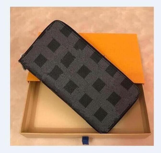 

High quality Luxury Leather Wallet Men Women Long Purses money Bags Clutch Bags Double Zipper Pouch Coin Pockets with box 01