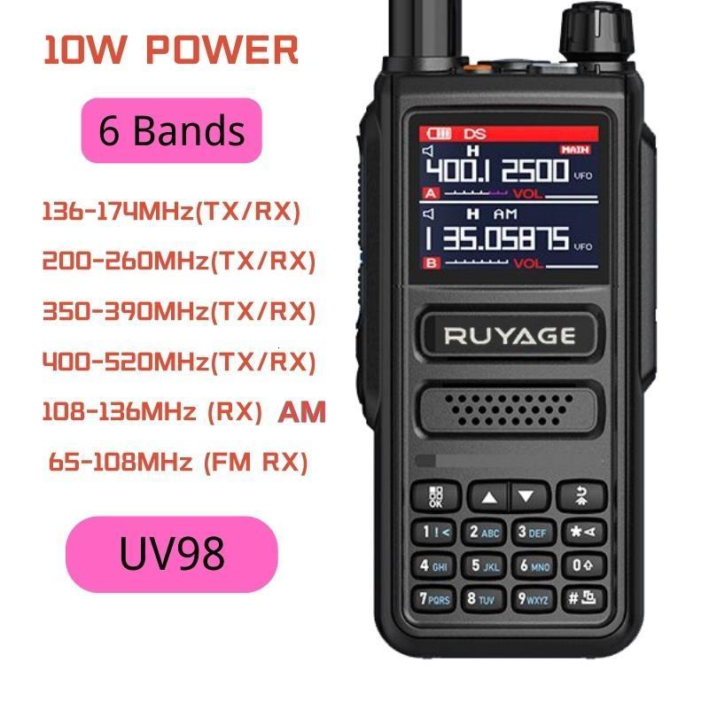 

Walkie Talkie Ruyage UV98 6 Bands Amateur Ham Two Way Radio Station 256CH 10W Air Band NOAA LCD Color Scanner Aviation 230323