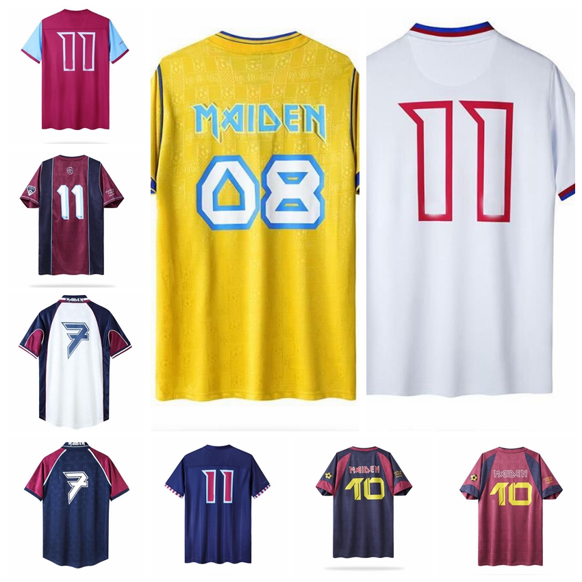 

1986 89 West Hams retro soccer jersey Iron Maiden 1990 95 97 DI CANIO KANOUTE LAMPARD 1999 2001 2008 2010 2011 Football Shirts Men Uniforms