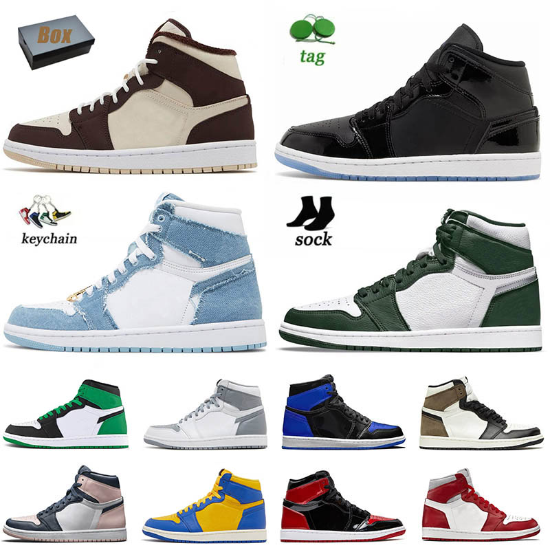 

Hot 1 Starfish Denim Basketball Shoes Jumpman 1s Men Women Trainer With Box Space Jam Gorge Green Dark Mocha Retros Bred Patent Dhgate Sneakers, C18 seafoam 36-47