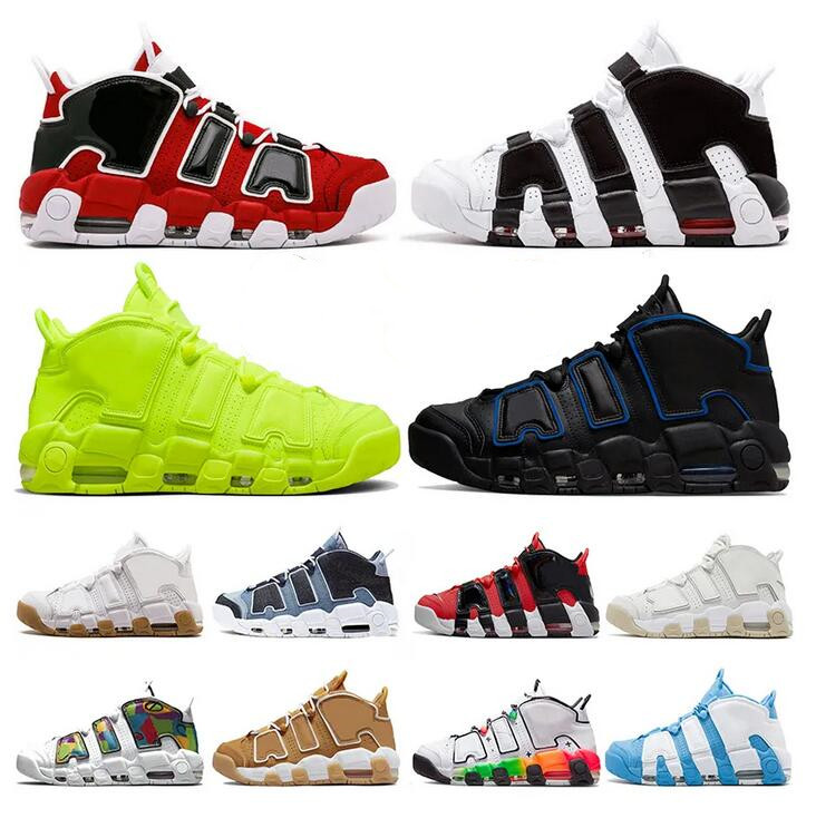 

96 More Mens Women Basketball Shoes Uptempos Scottie Tri-Color Pippens Total Orange White Sunset Black Bulls Hoop Pack University Blue Volt UNC air Trainers Sneakers, 33