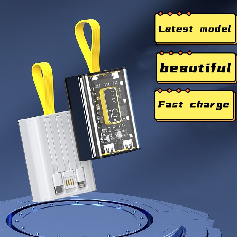 

2023 NEW Power Bank 20000mAh Punk Style Powerbank Transparent Power Box Ultra-Fast Charging Built-In Led Outdoor Camping Power Bank