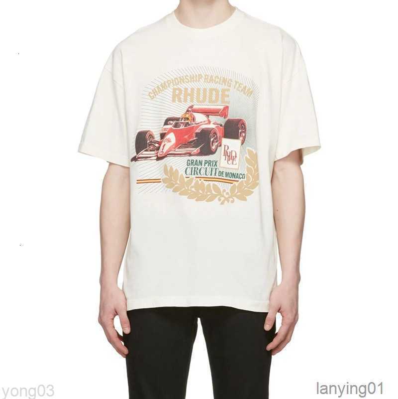 

Men' t Shirt 2023 Fashion Brand Rhude Rhuide Racing Polo, White