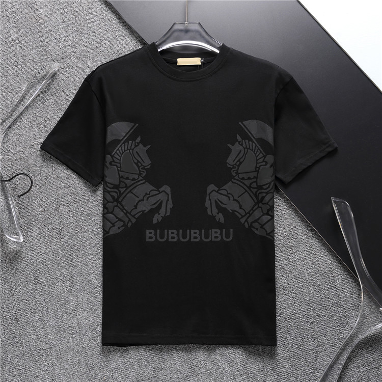 British Luxury Designer Men's T Shirt Knight Print Tees Black and White Available in Sizes M-3XL