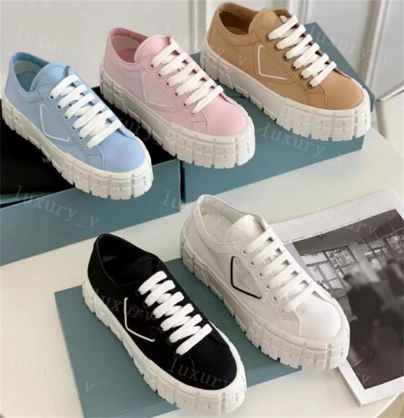 

Designer Re-nylon Casual Shoes Women Wheel Gabardine Cassetta Flat Sneakers Fabric Runner Trainers Low-top Canvas Shoe With Box, Color 6