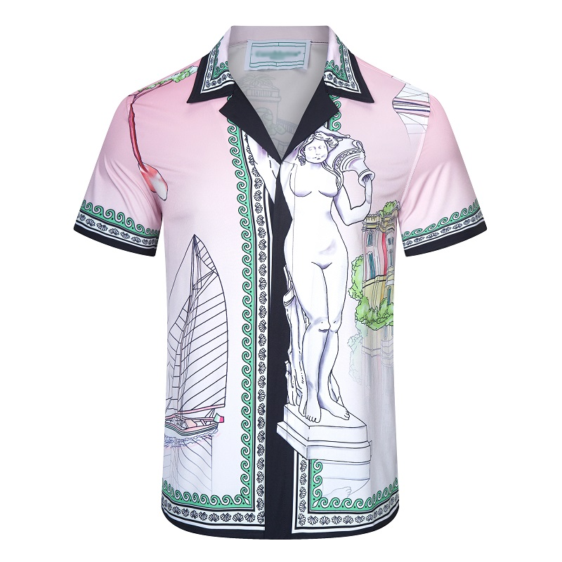 

Casablanca 2022ss new printed short sleeve shirt style half shirt Polo size M L XL 2XL, Multi