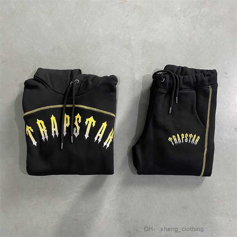 

trapstar Men' Hoodies & Tracksuits Suit Men Central Cee Set Top Quality Gold Embroidery Black Paneled Women Hoodie Jogger Pants 1O6N