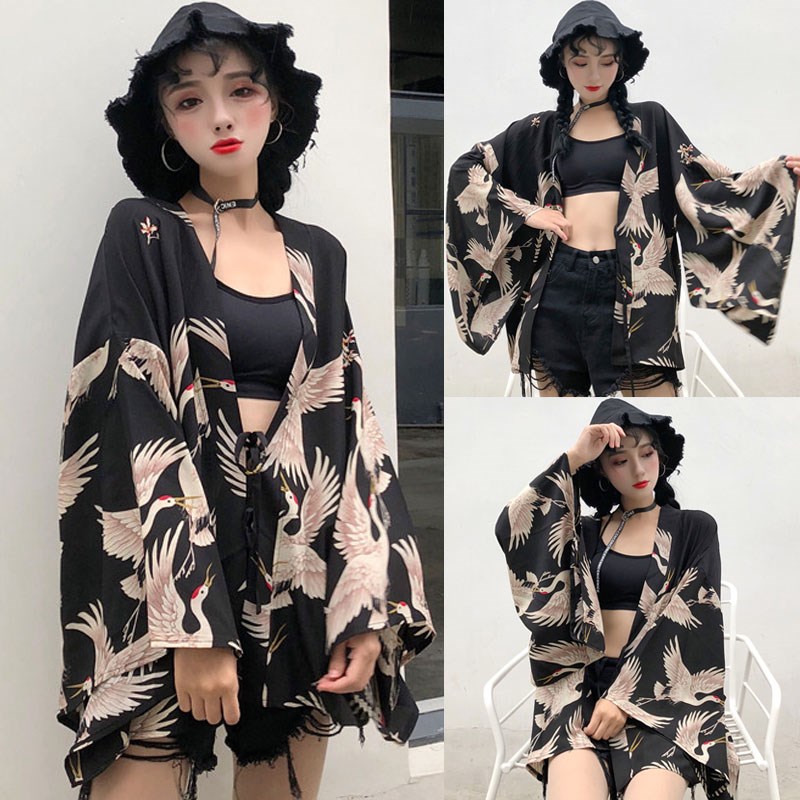 

Ethnic Clothing Kimonos Woman 2023 Japanese Kimono Cardigan Cosplay Shirt Blouse For Women Yukata Female Summer Beach FF564