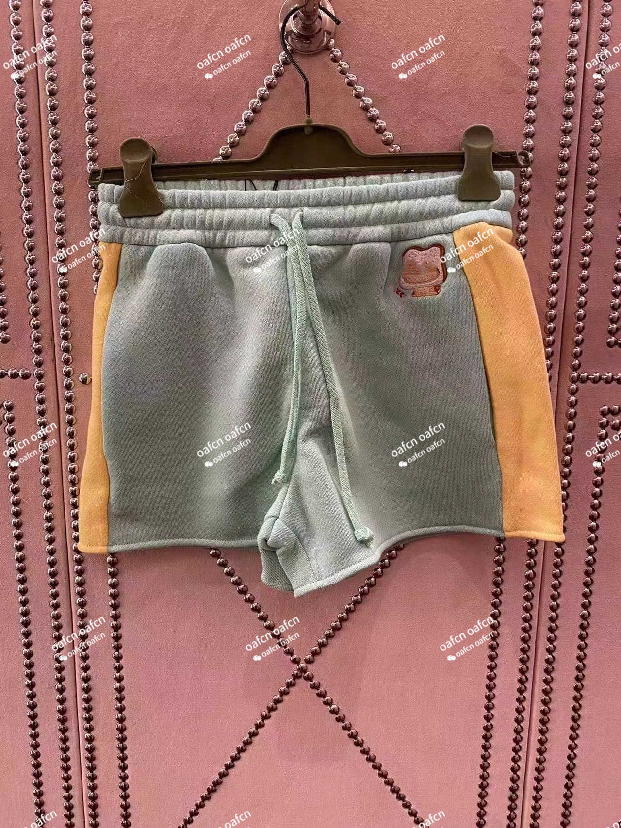 

5A Women's Designer Shorts Fashion Style Fermented Wash with Soft Loose Embroidery Pattern 100% Cotton Plain, Green