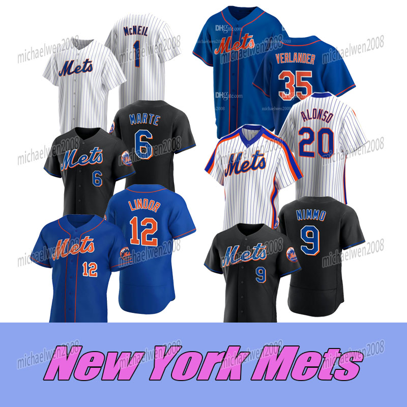 

12 Francisco Lindor Mets Jersey Justin Verlander Pete Alonso Max Scherzer Edwin Diaz Daniel Vogelbach Starling Marte Nimmo Pham Mark Vientos Jeff McNeil Baty Raley, Men flex base