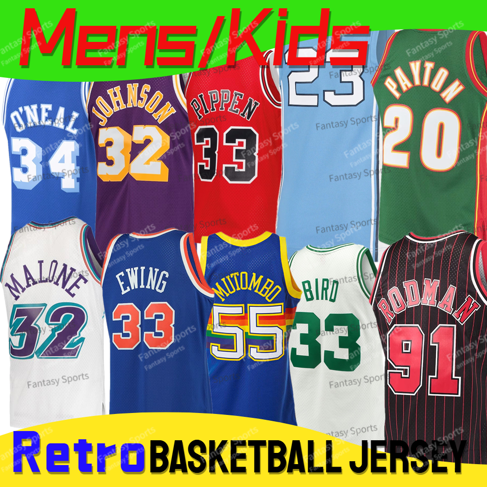 

Retro Payton ERVING Basketball Jersey Drexler West Reggie Doncic Bird Johnson 32 Shaquille ONeal 34 Rodman tatum Hill Classic Mens Boys Basketball Jerseys Stitched, Men jersey