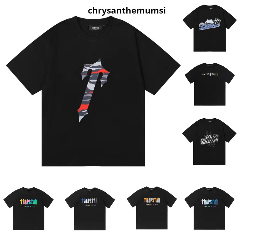 

Men's T shirts Cotton Clothes Short Set Summer Men Trapstar London Shooters Women Embroidered Bottom Tracksuit Clothing, Orange