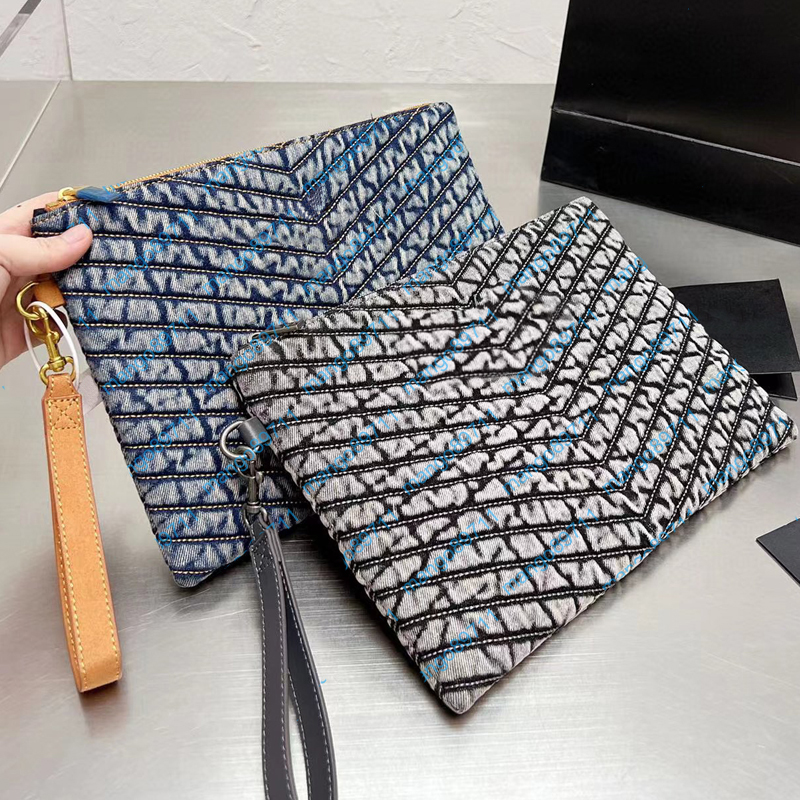 

Clutch Purses for Women Summer Beach Bags Envelope Denim Clutch Purse Zipper Wristlet Wallets,With Box 25cm, Black
