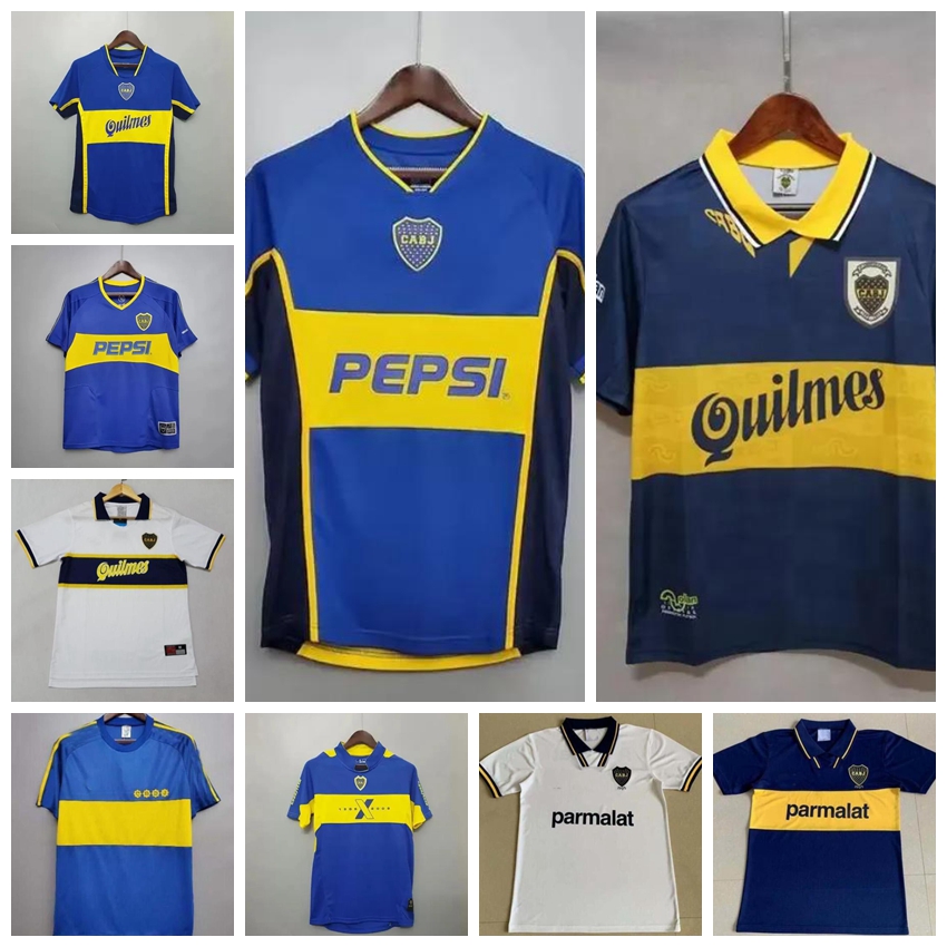 

Boca Juniors Retro Soccer Jerseys Maradona ROMAN Caniggia RIQUELME 1997 2002 PALERMO Football Shirts Maillot Camiseta de Futbol customsize personal
