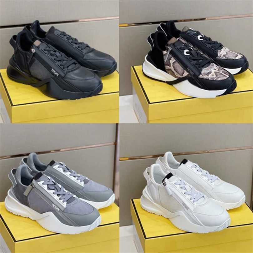 

Men Flow Sneakers Designer Shoes Nylon Runner Trainers Top Suede Leather Low-cut Shoes Black White Slip-on Casual Shoe With Box NO259COYW, 1 white logo