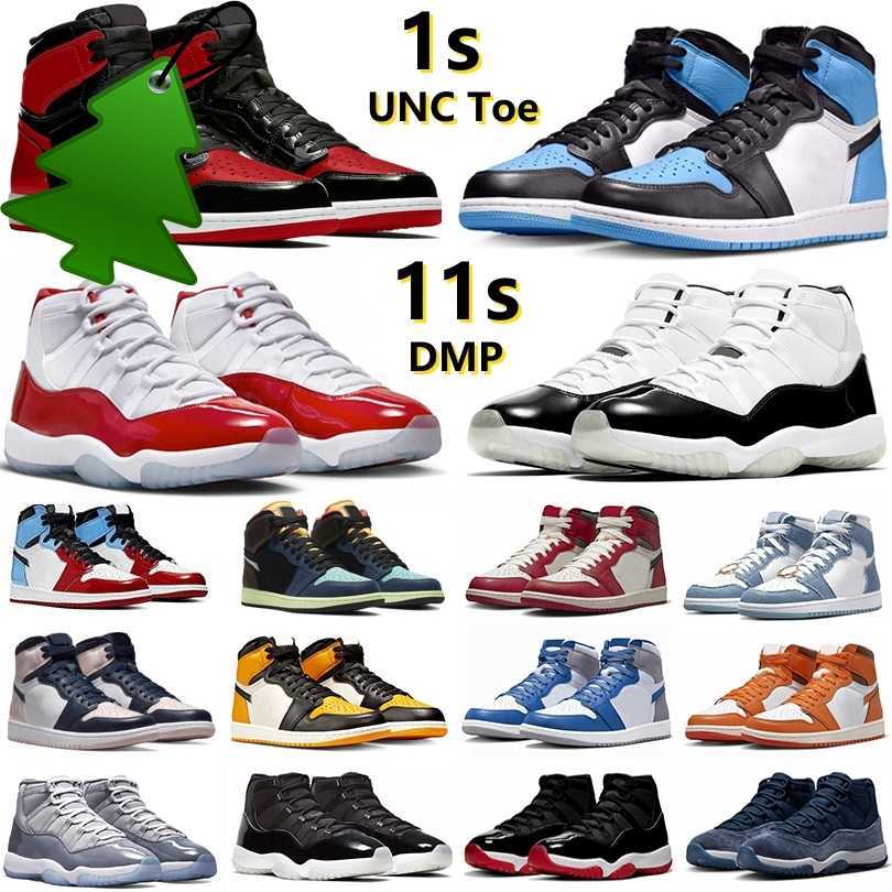 

11 1 Mens Basketball Shoes 1s Bred Patent UNC Toe Lost Found StarFish Dark Mocha 11s Cherry DMP Cool Grey Midnight Navy Bred UNC Jubilee, Color#17