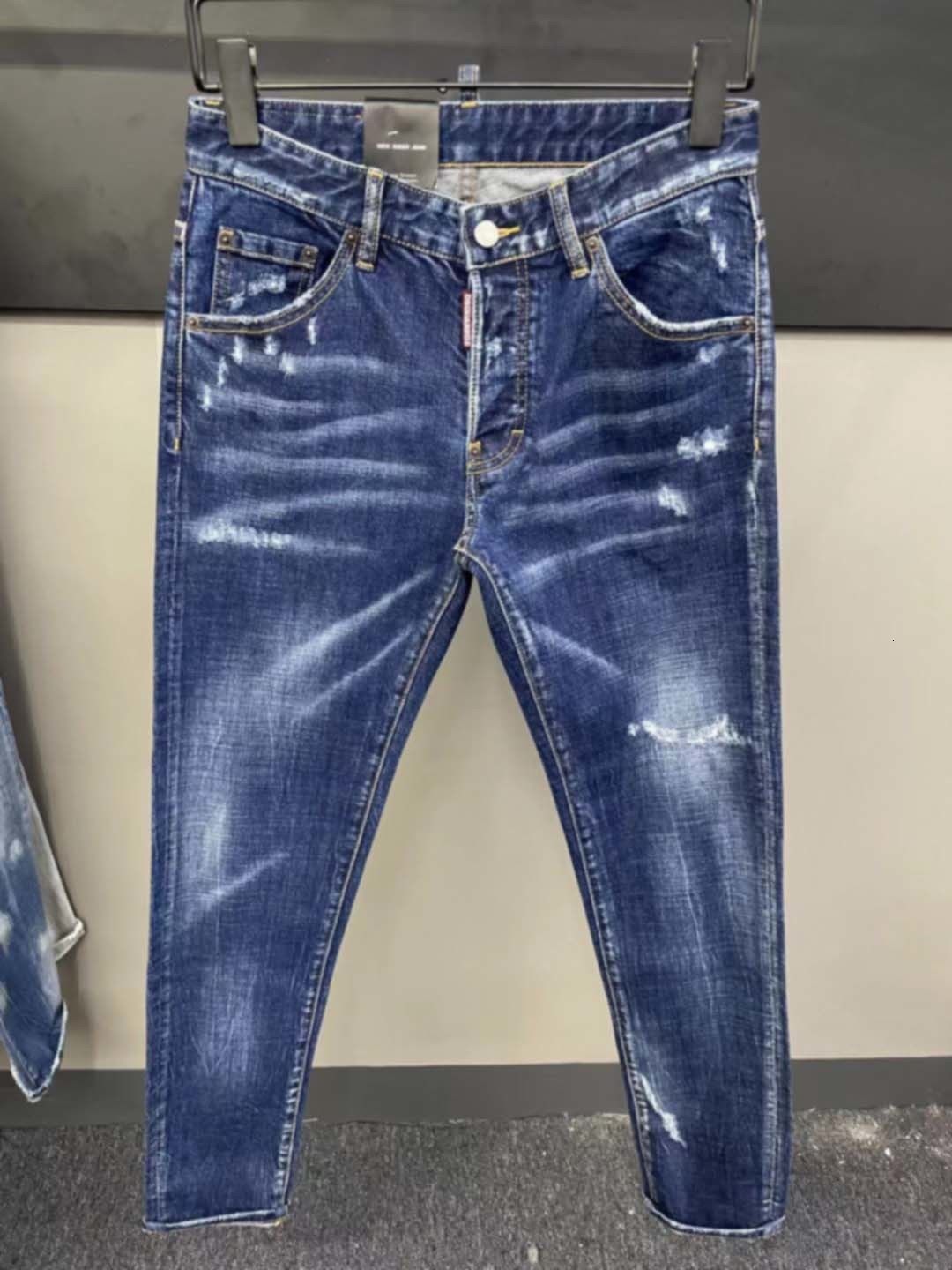 

Men's Jeans jeans men D2 jeans slimming wash blue patchwork print small foot casual fashion 230323