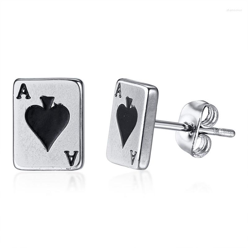 

Stud Earrings Fashion Ace Of Spades For Men Boy Stainless Steel Poker Player Cards Lucky Earring Punk Male Jewelry