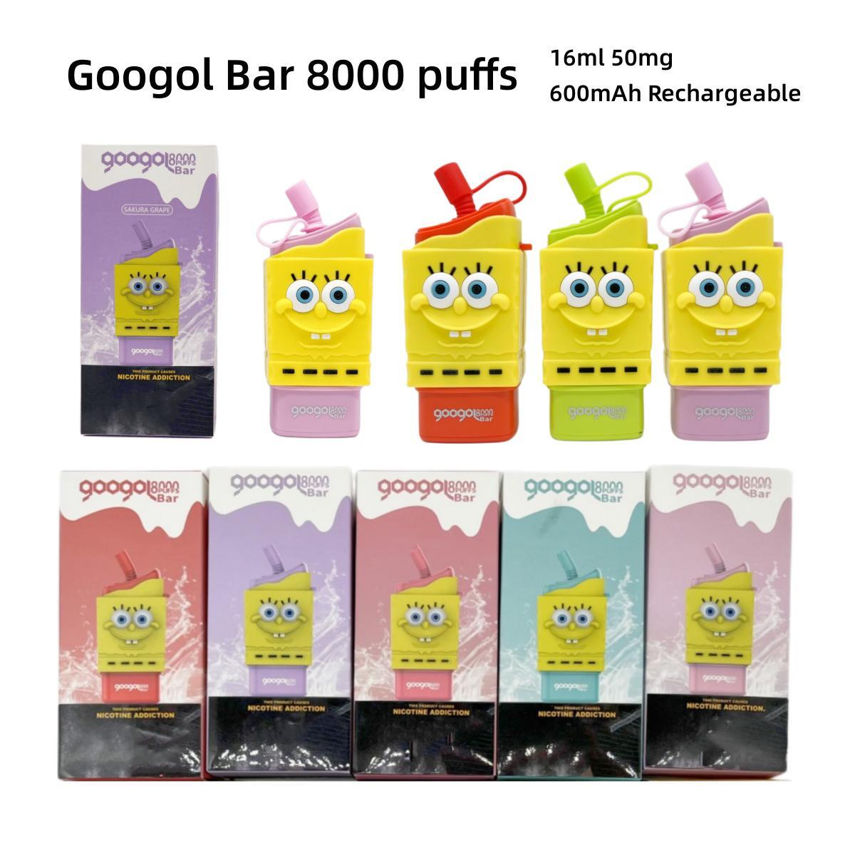 

Original Googol Bar Puff 8000 Disposable E Cigarette 16ml Prefillled Pod wholesale vape pens 600mAh Battery rechargeable 10 colors 5% vs elux legend 3500