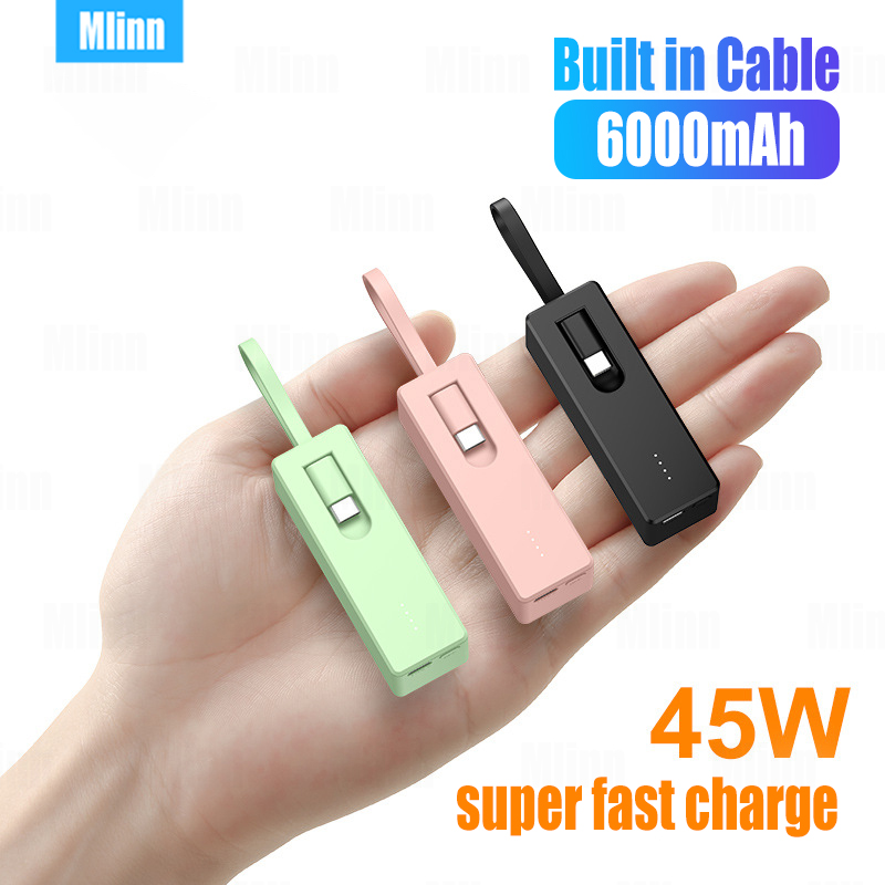 

6000mAh Portable Power Bank 45W Super Fast Charging External Spare Battery Mini PowerBank For android Samsung Xiaomi