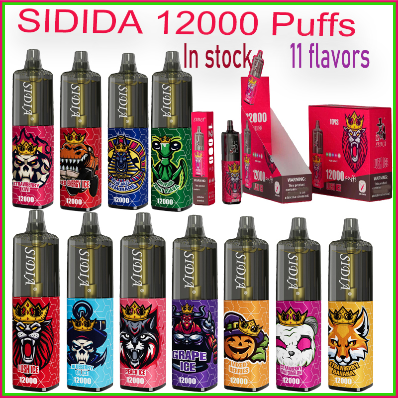 

Original SIDIA 12000 Puffs Disposable Vape Pen E Cigarette 650 mAh Rechargeable Battery Airflow Control Mesh Coil 20ml Prefilled Pod 12K Big Vapor Kit 11 colors