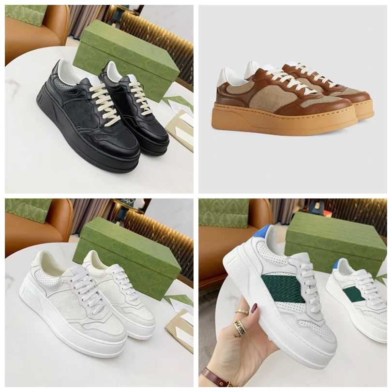 

Designers Shoes 2021 Winter New Men Women White Trainer 4cm Thick Bottom Genuine Leather Luxury Casual Shoe Outdoor Sneakers Size EU35-EU46CEZH, Green red stripe with patterm