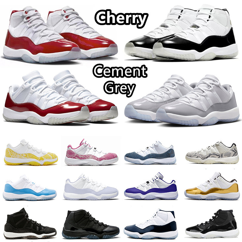 

Jumpman 11 Cherry Basketball Shoes DMP Cement Grey 11s Yellow Snakeskin Cool Grey Bred Cap and Gown Concord Gamma Blue Varsity Red Chicago Sneakers for Men and Women, Item#41