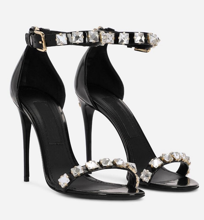 

Summer Luxury Brand Polished Sandals Shoes Rhinestones & Pearls Bow Calfskin Leather High Heels Party Dress Wedding Lady Walking EU35-43