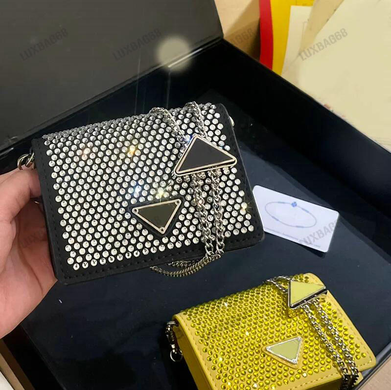 

Mini Crystal-embellished shoulder bag Designer Flap Card Holder with Chain Satin with Crystals Bling bling party bag Women Full Crystal Hobo Bags, #2