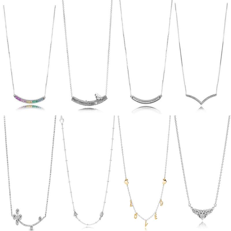

Pendant Necklaces Wholesale Prices 925 Sterling Silver Fairytale Tiara Necklace For Women Hearts Of LoGo Bar DIY JewelryPendant