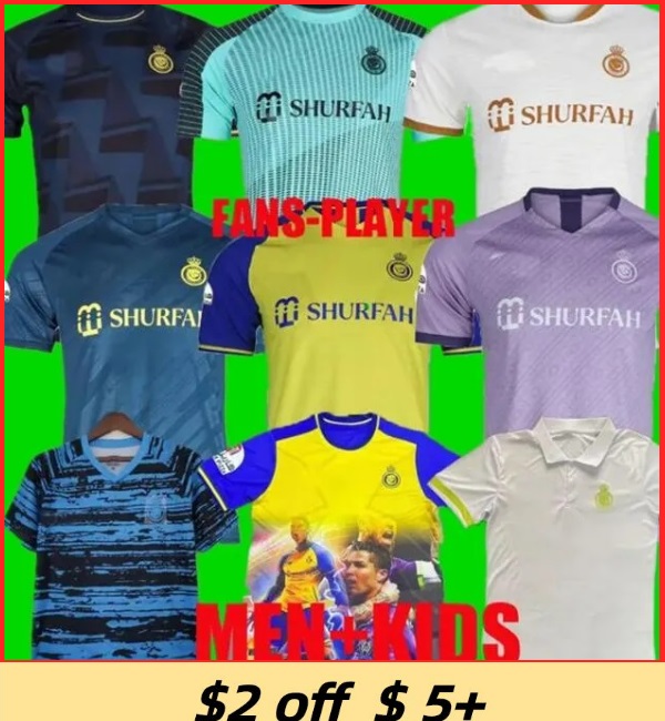 

Al Nassr FC soccer Jerseys Ronaldo 2022 2023 Home yellow away 22 23 CR7 Gonzalo Martinez Talisca Ghislain Konan Vincent Aboubakar men Football shirt Al-Nassr FC, 22 23 home aldult+patch