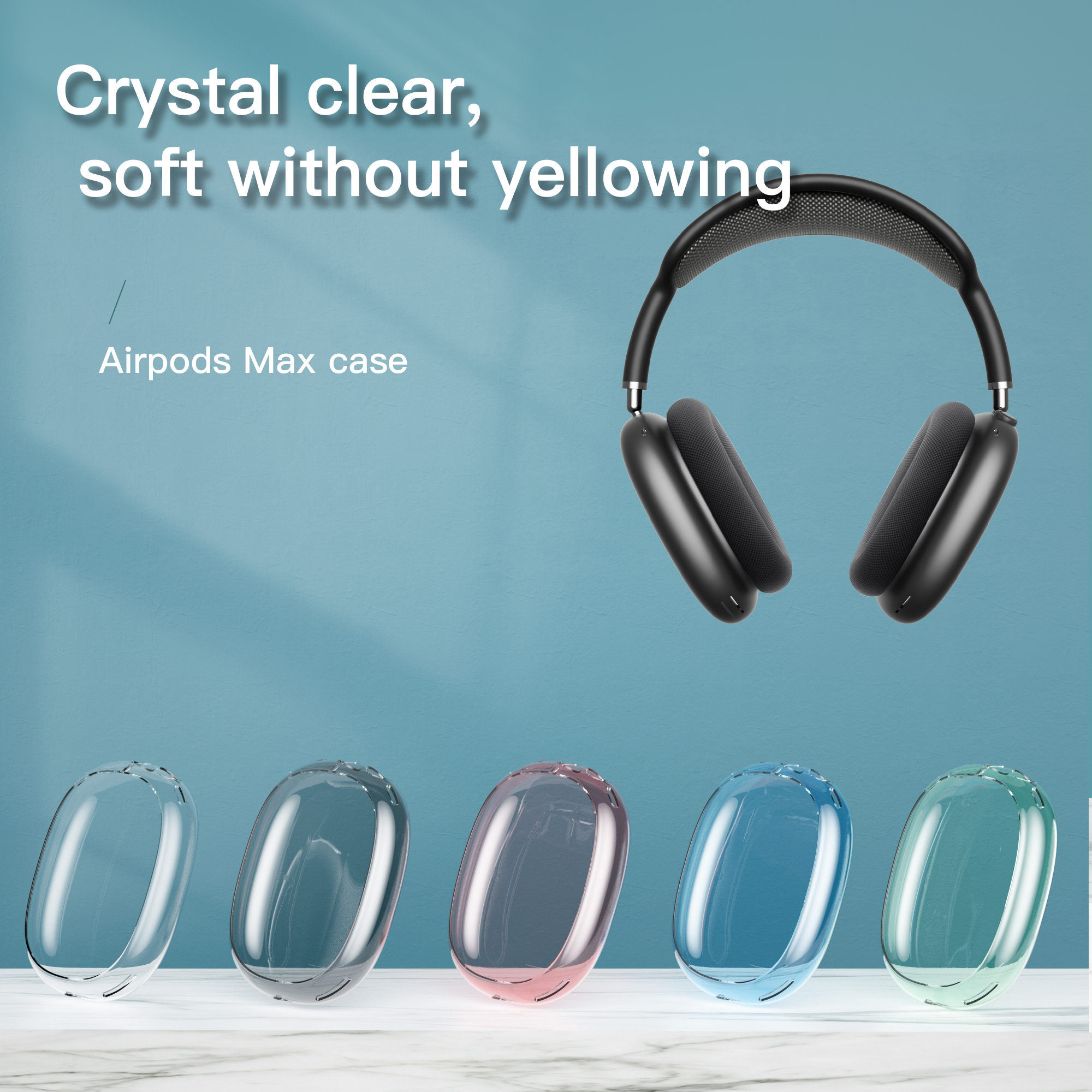 

For Airpods Max bluetooth earbuds Headphone Accessories Transparent TPU Solid Silicone Waterproof Protective case AirPod Maxs Headphones Headset cover Case