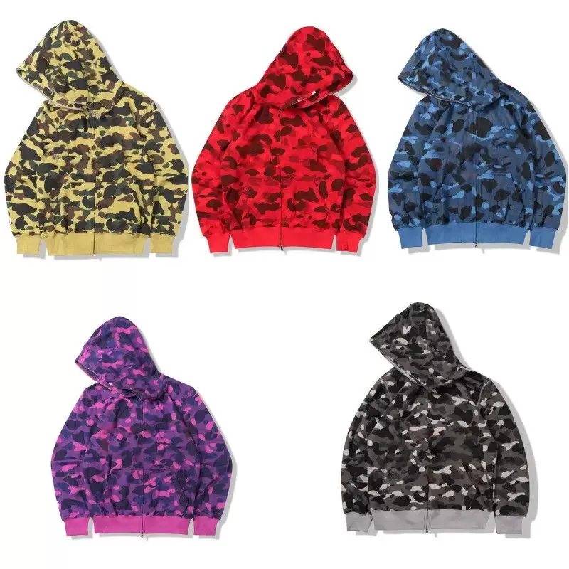 

Mens Designer Jacket Hoodie Camo Shark Full Zip Up Hoodies for Black Camouflage BlueHoody Sweatshirt Man Womens Warm Long Sleeve Cardigan, Multi