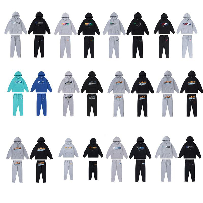 

Black Classic Luxury Hoodie Trapstar Tracksuit Rainbow Towel Embroidery Decoding Hooded Sportswear Men and Women Sportswear Suit