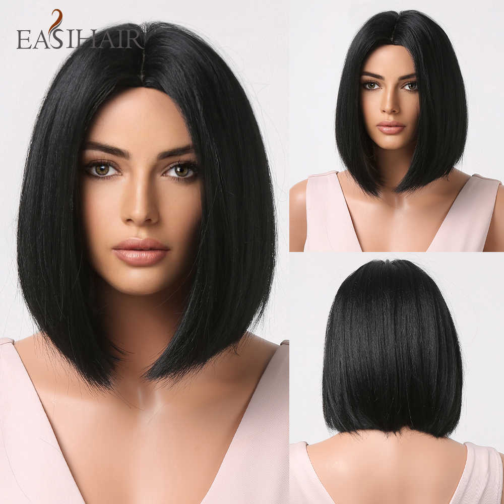 

Synthetic Wigs Short Straight Black Bob Wigs Natural Synthetic Middle Part for Women Lolita Cosplay Daily Hair Heat Resistant 230227, Ss168-1