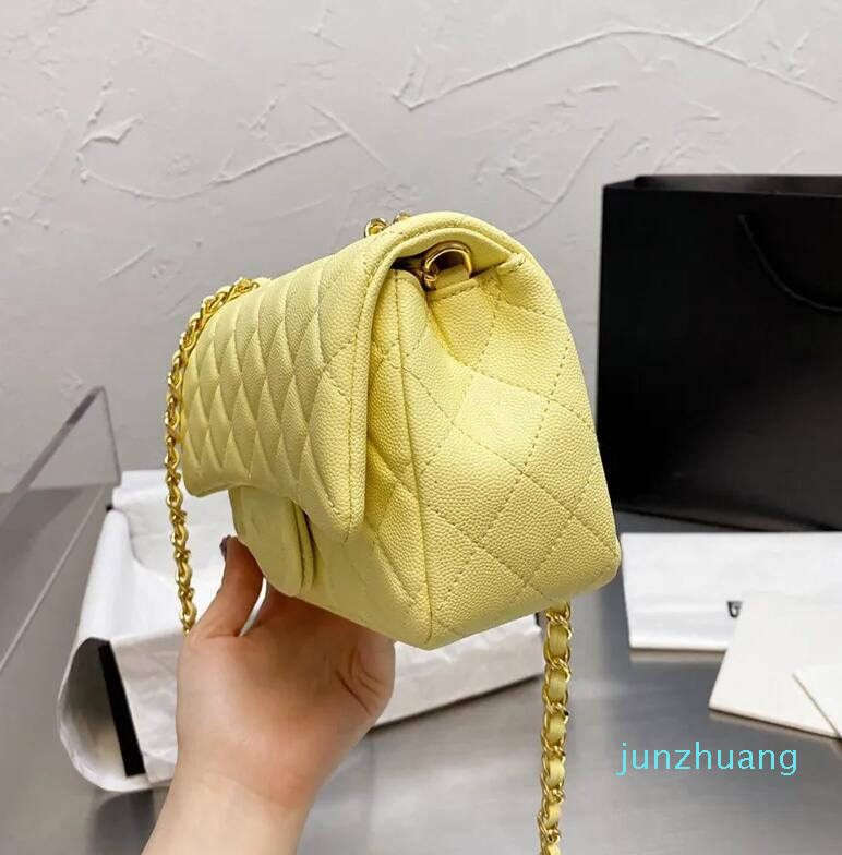 

22Ss F/W Luxe Shoulder Bags Classic Mini Flap Square Purse Genuine Leather Women Crossbody Gold Metal Hardware Caviar Calfskin Leather wholesale 101, Red