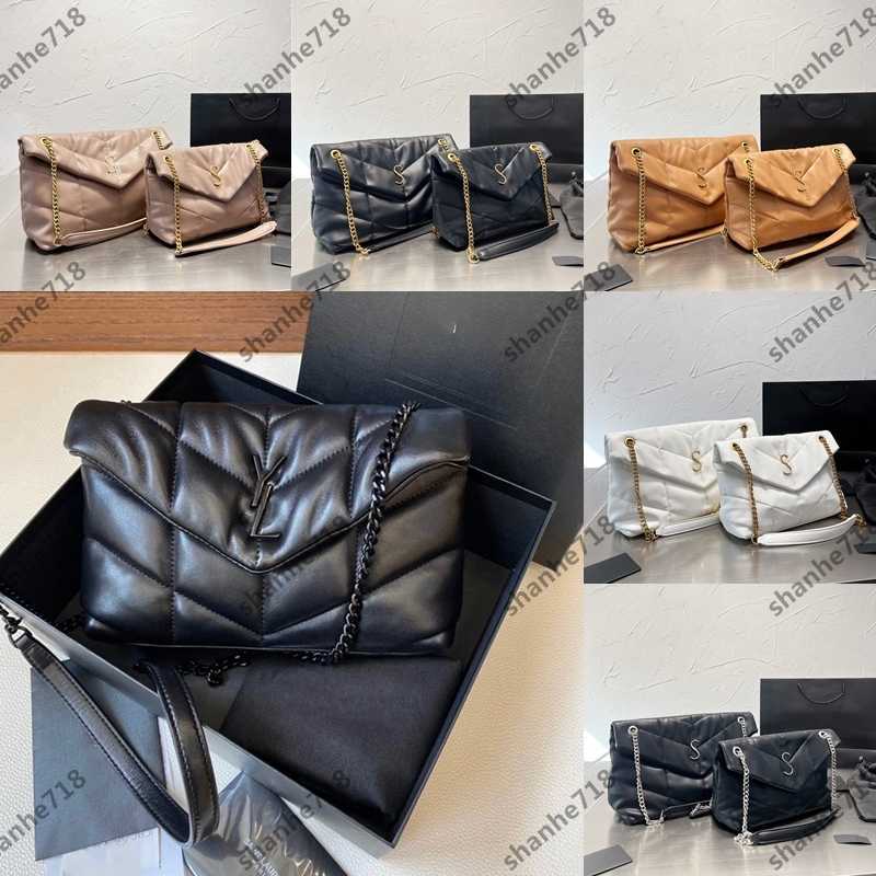 

2 Sizes Loulou Puffer Envelope Messenger Bag Real Leather Women Shoulder Crossbody Bags Designer Luxury Handbags Lady Purses Clutch Wallets, Add box + dust bag