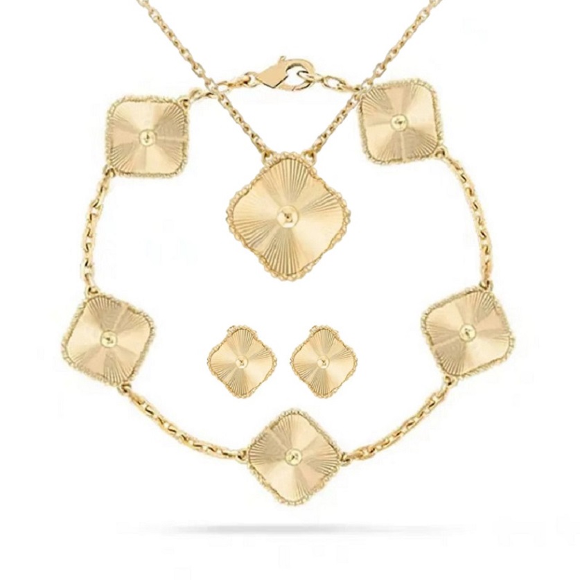 

925 Silver Van Fashion Necklaces Pendants bracelet Earrings set Classic 4/Four Leaf Clover charm Designer Jewelry 18K gold Valentine's Mother's love bracelets Gifts