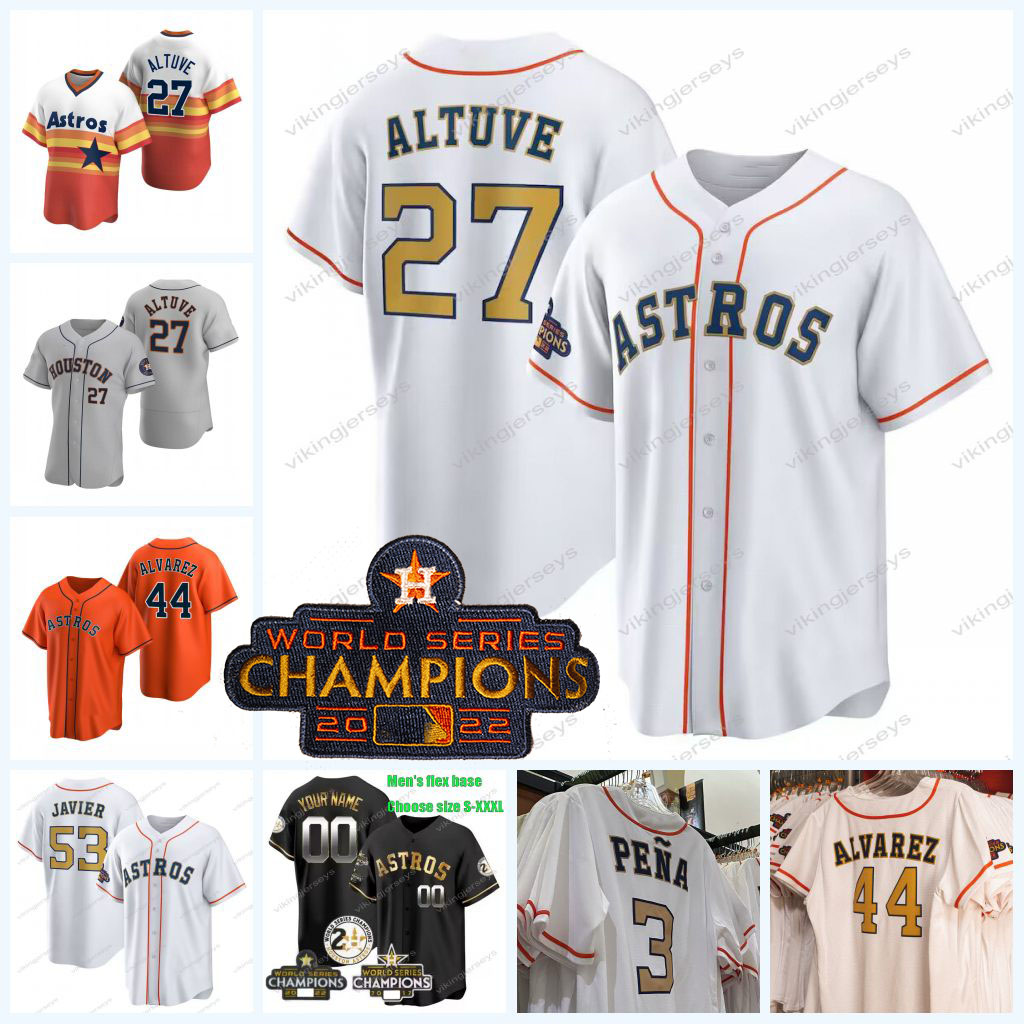 

Astros Gold Collection Houston 2023 Jersey World Series Champion Jose Altuve Cristian Javier Alex Bregman Jeremy Pena Yordan Alvarez Kyle Tucker Jose Abreu Hensley, 2017 gray
