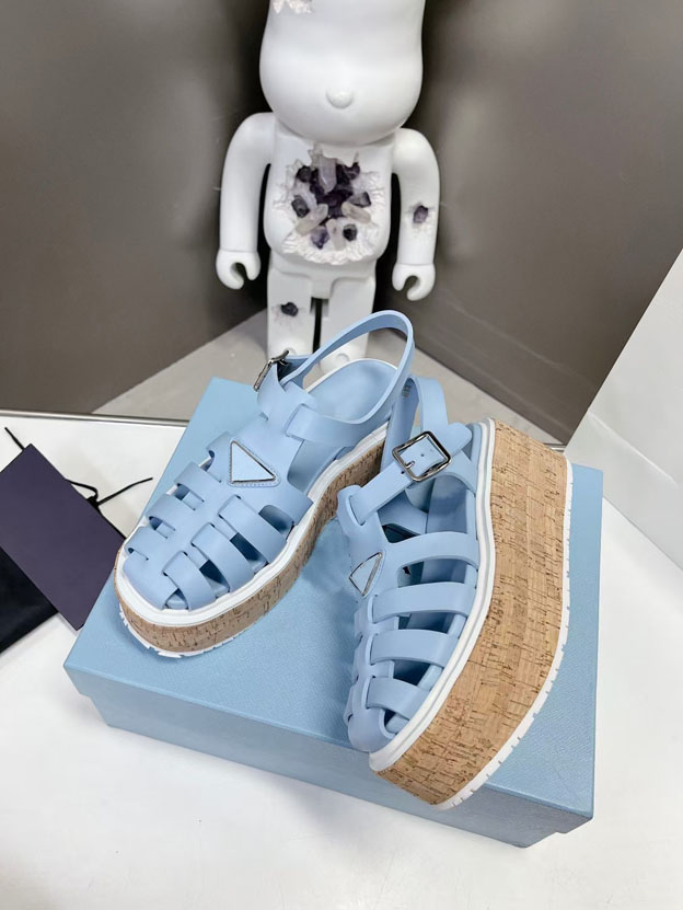 

Fashion retro thick soled sandals high quality women's basket platform summer beach slippers 35-40 with box and shopping bag, White