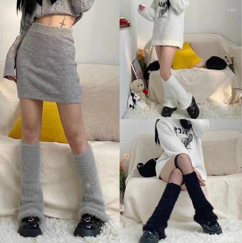 

Women Socks 449B Plush Leg Warmer Thick Knit Long Boots For Girl Cosplay Dress-up 80s Party Dance, Black