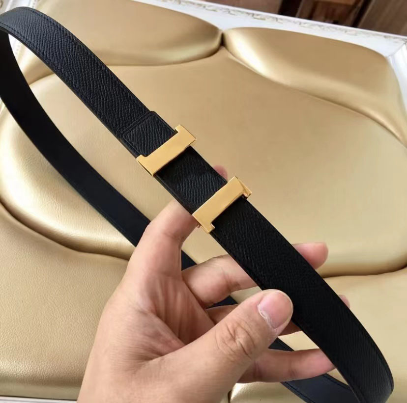 

Fashion Designer Women Belt Brightening Gold Buckle epsom Leather Classic belts Width 24mm, With logo