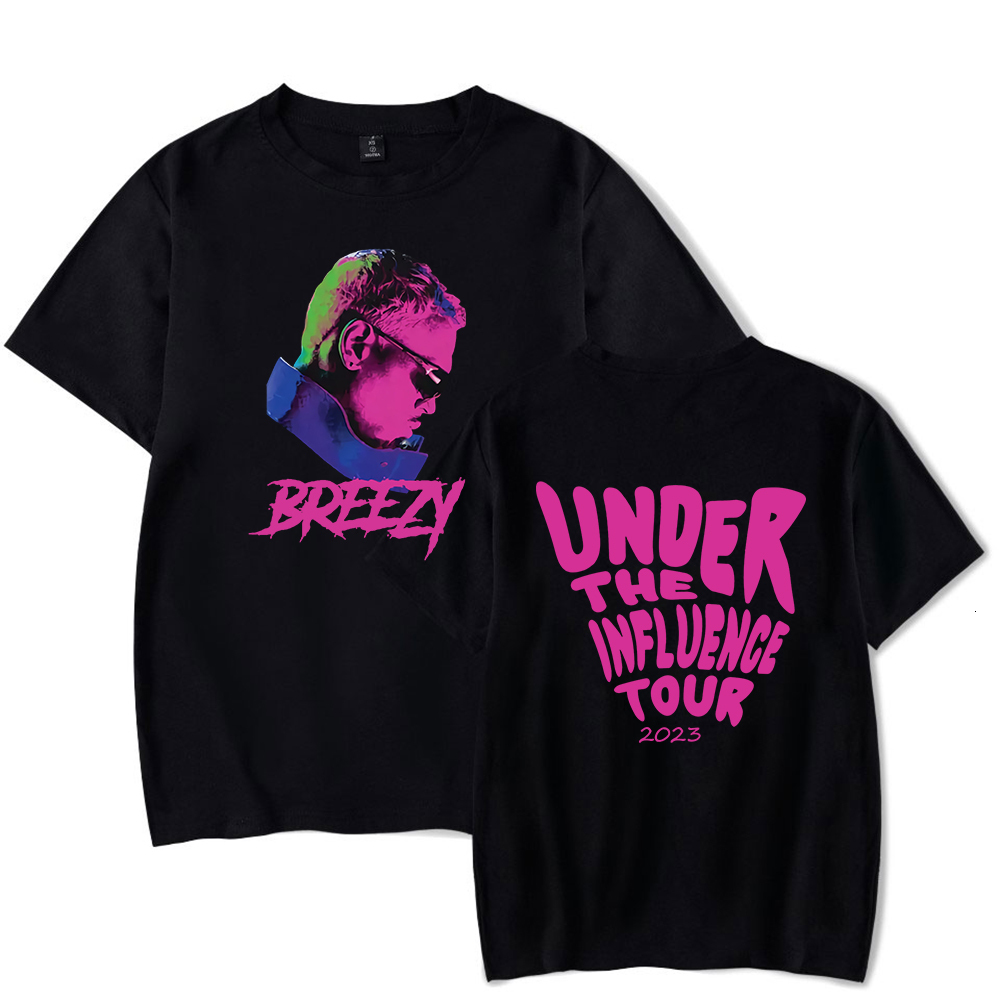 

Mens Polos Chris Brown Under The Influence Tour Breezy Tshirt Crewneck Short Sleeve Tee Women Mens Tshirt Hip Hop Clothes 230323, Navy