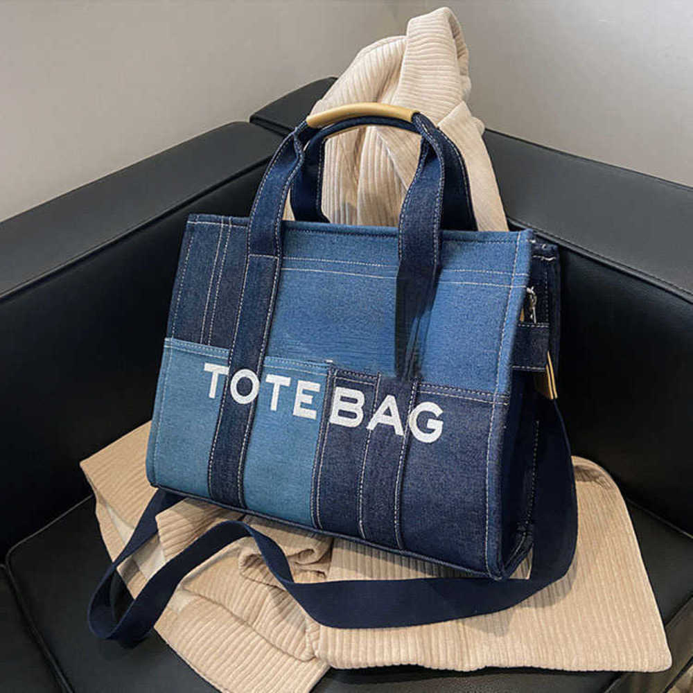 

marc Totes Shopping Bags Shoulder Bags handBags Denim Tote Bag Designer Women Handbag Luxury Crossbody Bags Casaul handbags inside and back with, Blue--27cm