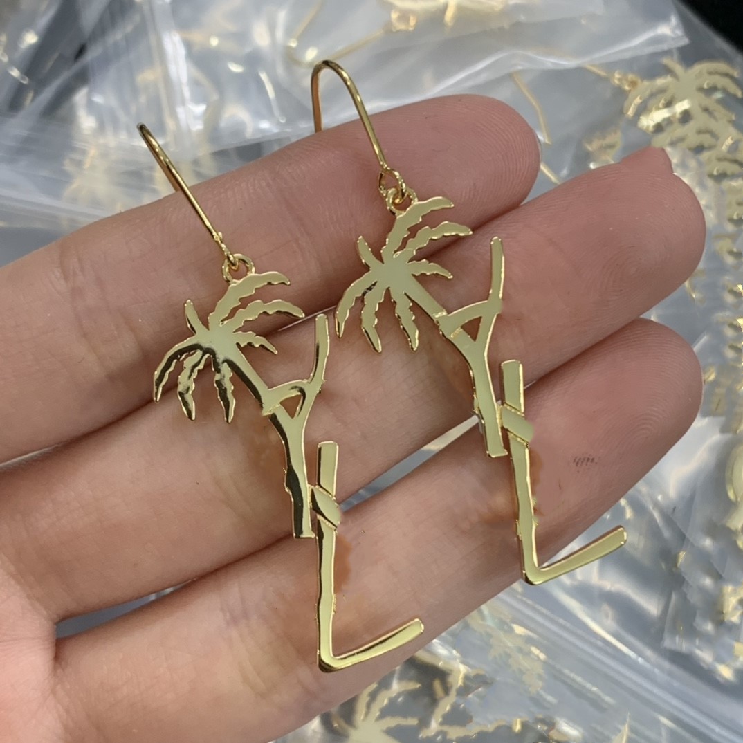 

Women Stud Earrings Designer Jewelry Palm Tree ysltiy Dangle Pendant Silver Earring Y Party Studs Gold Hoops Engagement ky2f