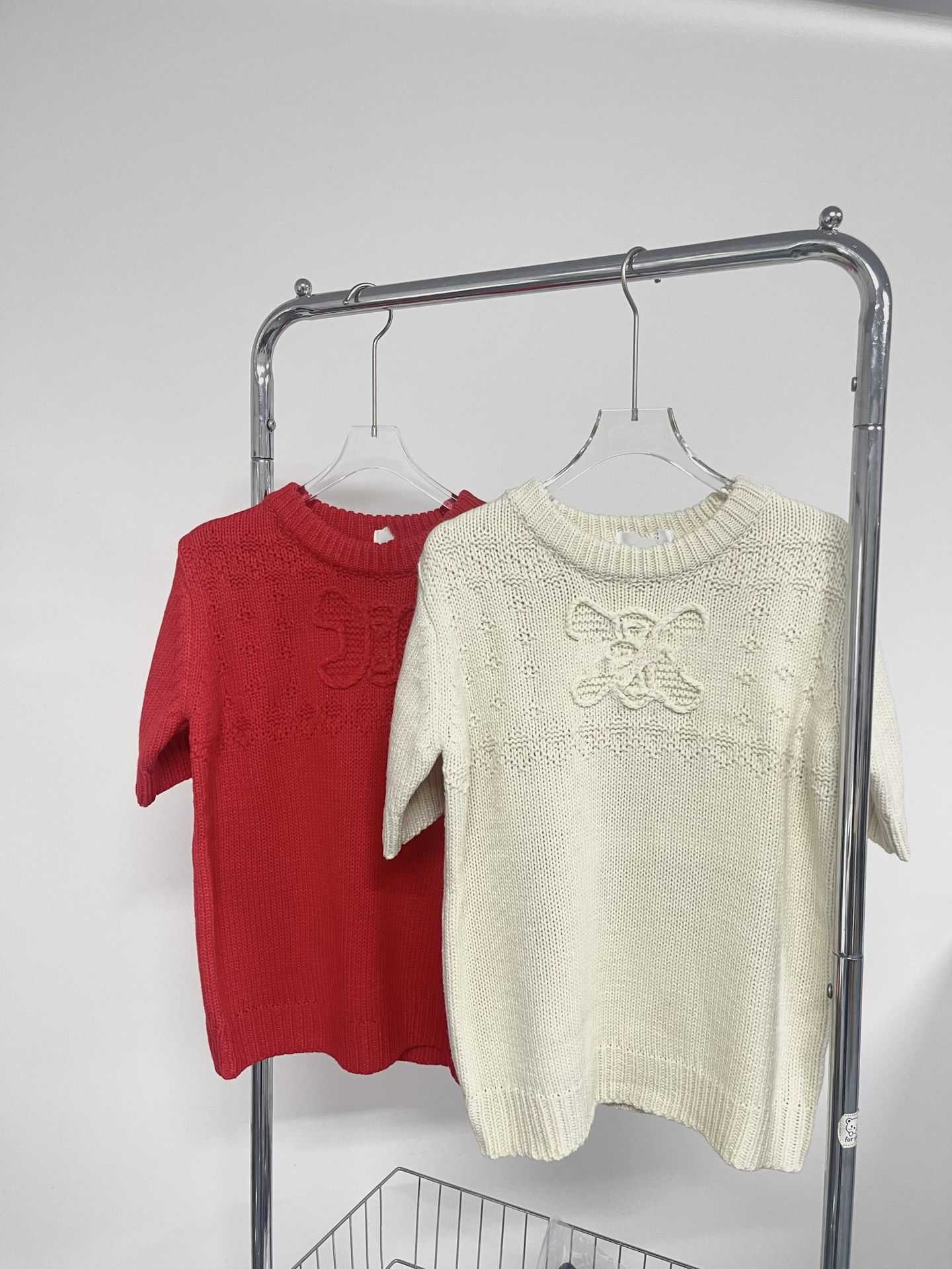 

T-shirts Tee Cell Line France Fashion Designer Casual Leisure Ce Arc De Triomphe Wool Knitted Short Sleeve T shirt Versatile Brand Unis AN5P, Red