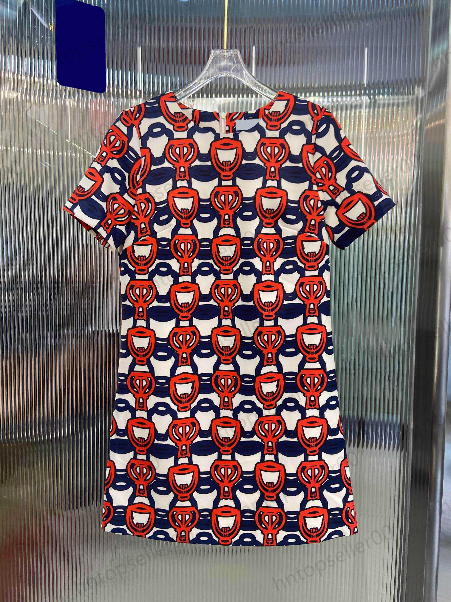 

Womens Designers Casual Dresses Summer Spring Red Fashion Loose Luxury Elegant Temperament Classic Brand Graphic Patchwork Printed Short Sleeve Dress